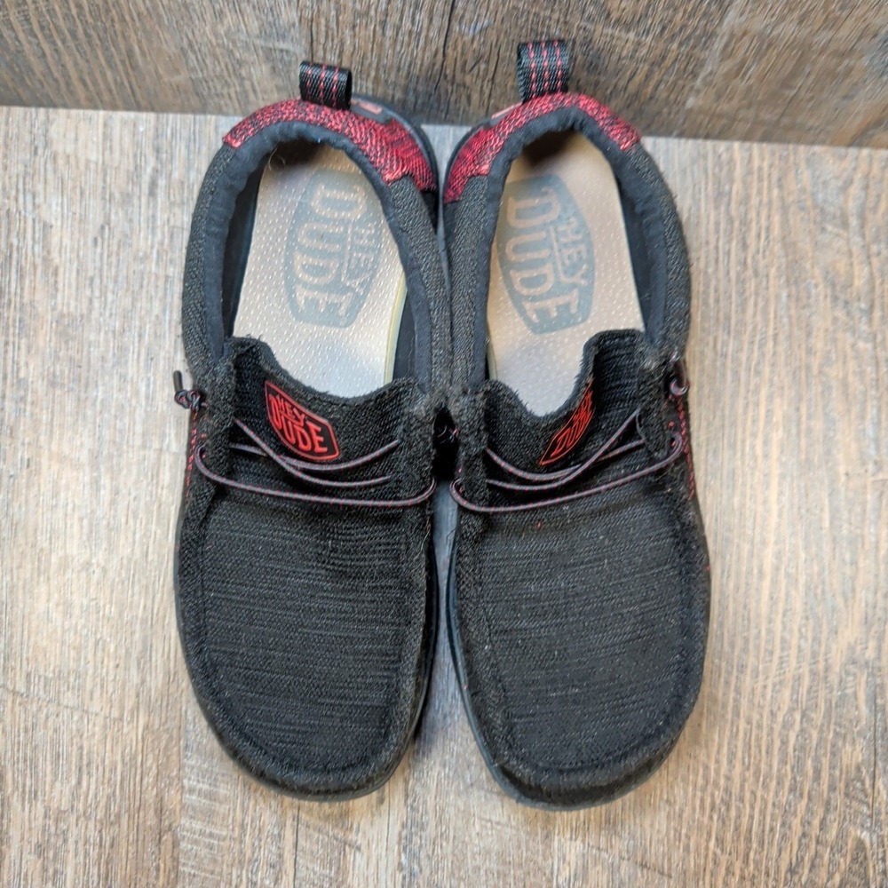 Hey Dude Wally Youth Flow Santiago Black Kids Size 6 Womens Size 7 Casual Slipon - Picture 5 of 13